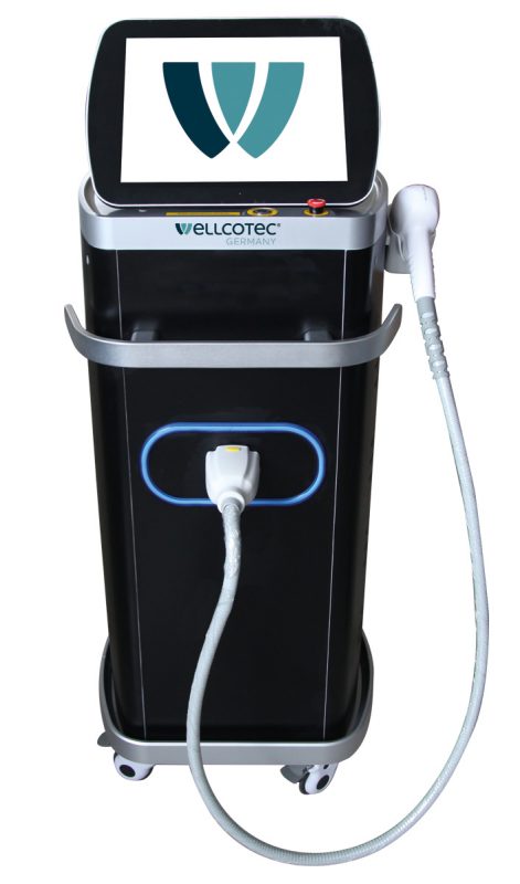 SHR Diodenlaser stationär von WELLCOTEC Germany zur dauerhaften Haarentfernung mit 3 Lichtwellenlängen und SHR Glide Technik - SHR DIODENLASER 8900 3WL Black